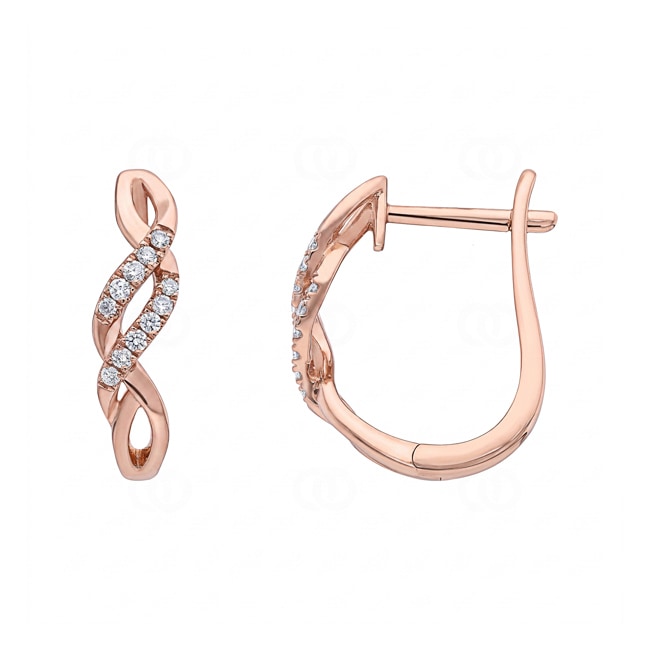 Hoop Earrings 750/18 K Rose Gold with Diamonds 0.10 ct - OR-73792-RG