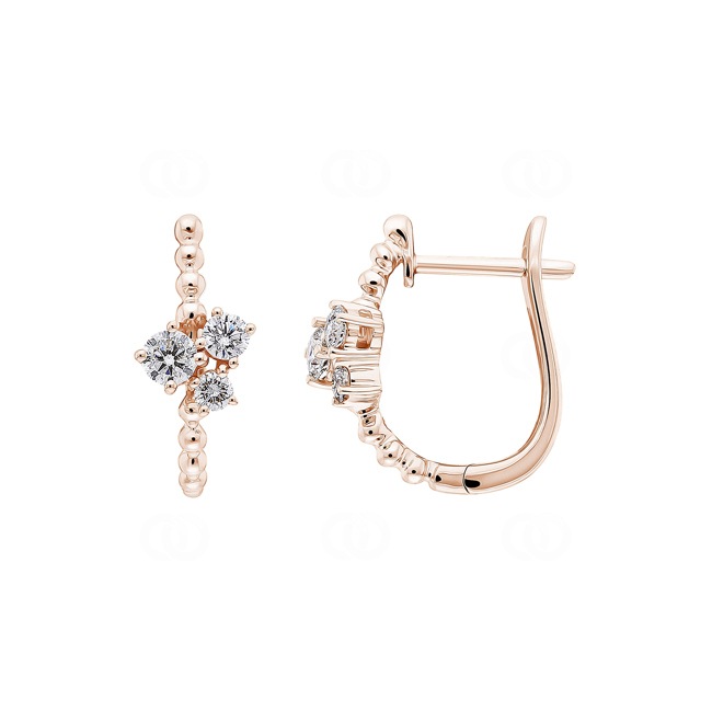 Hoop Earrings 750/18 K Rose Gold with Diamonds 0.34 ct H/si - OR-73368-RG