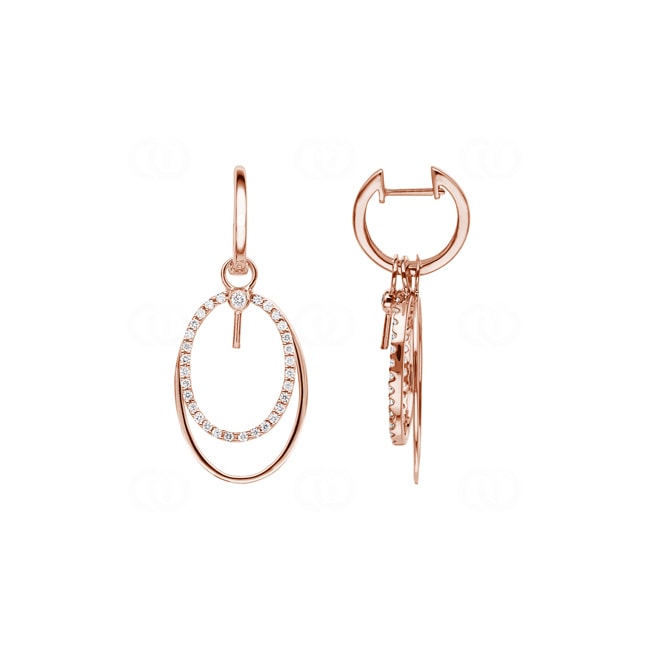 Hoop Earrings 750/18 K Rose Gold with Diamonds 0.35 ct H/si - OR-34645-RG