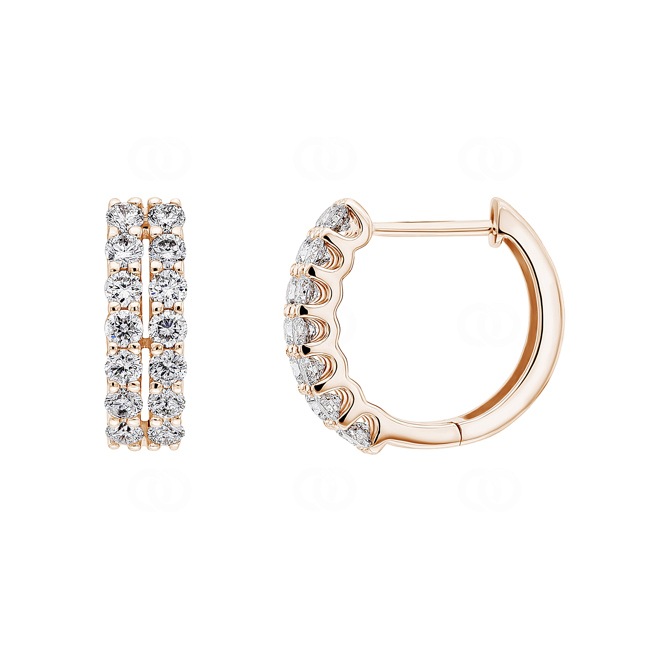 Hoop Earrings 750/18 K Rose Gold with Diamonds 0.75 ct H/si - OR-69209-RG