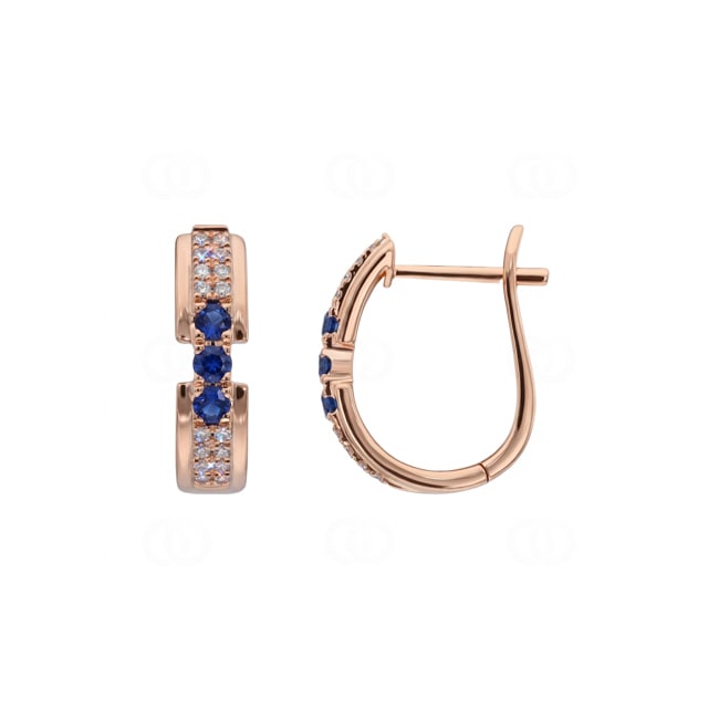 Kreolen 750/18 K Roségold mit Saphiren & Diamanten 0.13 ct - OR-73756-SAF-RG