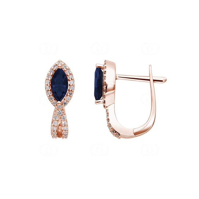 Créoles or rosé 750/18 ct avec saphir et diamants 0.24 ct H/si - OR-53962-SAF-RG