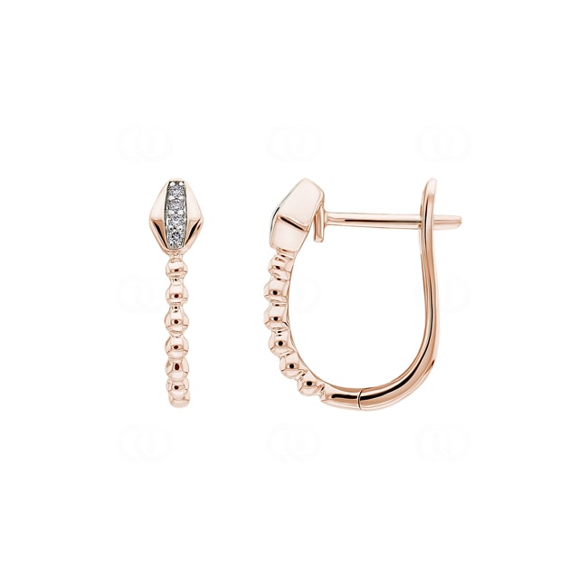 Hoop Earrings 750/18 K Rose Gold Snakes with Diamonds 0.03 ct H/si - OR-73463-RG