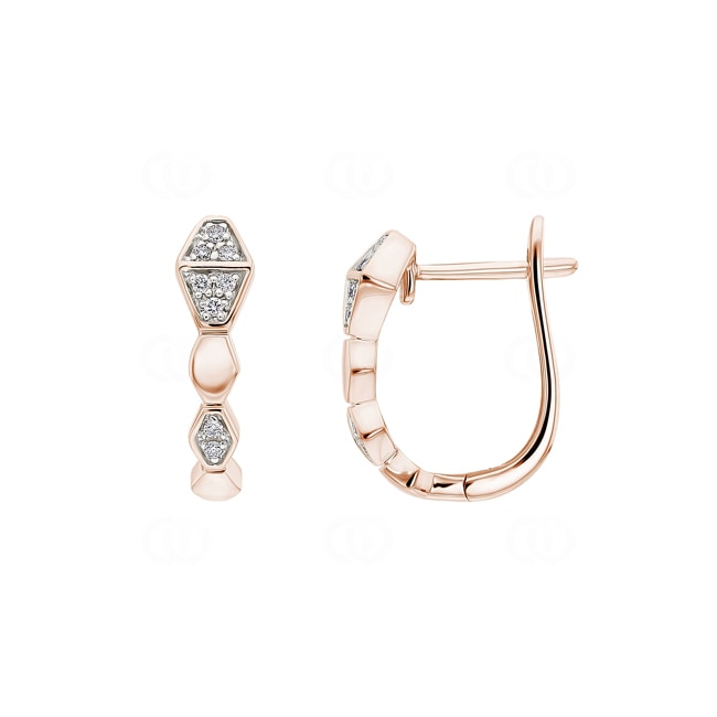 Kreolen 750/18 K Roségold Schlangen mit Diamanten 0.05 ct H/si - OR-73457-RG