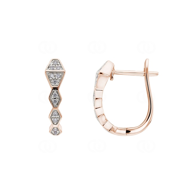 Kreolen 750/18 K Roségold Schlangen mit Diamanten 0.08 ct H/si - OR-73461-RG