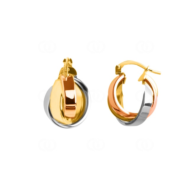 Hoop Earrings 750/18 K Three-tone Gold 15 x 20mm - 3622G