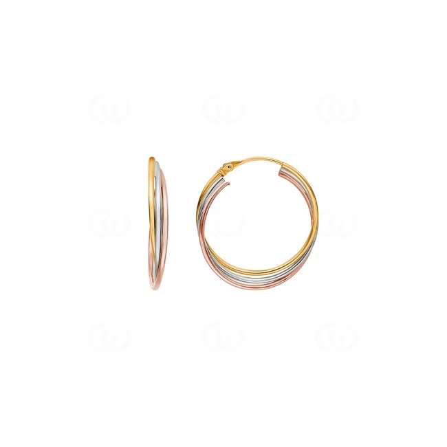 Hoop Earrings 750/18 K Three-tone Gold Ø 15mm - 3502.1G