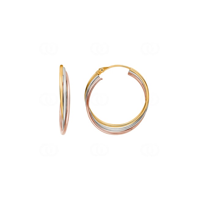 Hoop Earrings 750/18 K Three-tone Gold Ø 18mm - 3502.2G