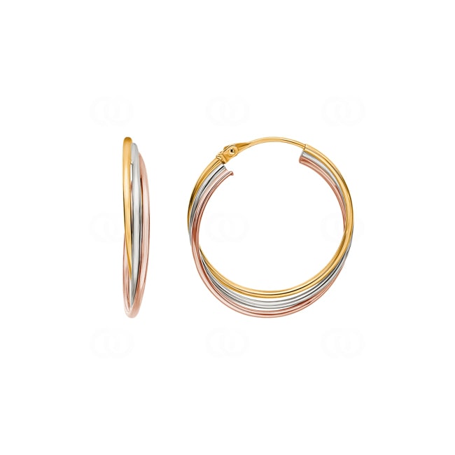 Hoop Earrings 750/18 K Three-tone Gold Ø 21mm Hoop Earrings 750/18 K Three-tone Gold Ø 21mm - 3502.3G