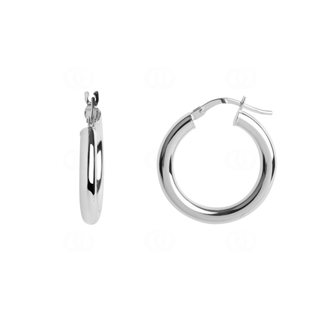 Hoop Earrings 750/18 K White Gold 3mm Ø 15mm - 2501G