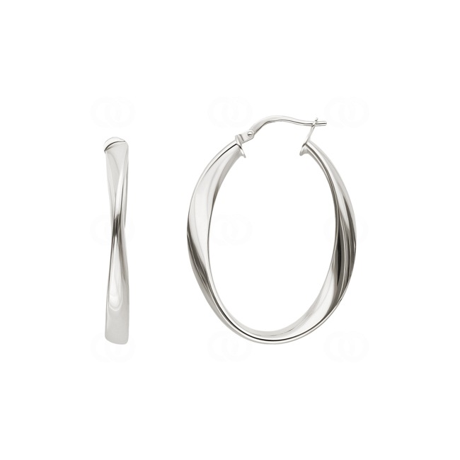 Hoop Earrings 750/18 K White Gold Fantasy 26 x 33mm - 2685.2G