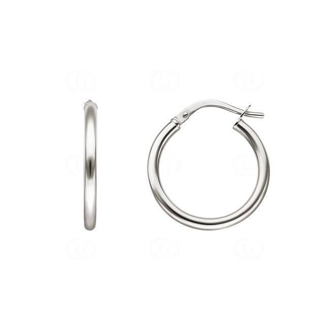 Hoop Earrings 750/18 K White Gold 2mm Ø 15mm - 2535.3G