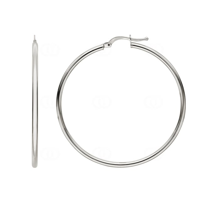 Hoop Earrings 750/18 K White Gold 2mm Ø 45mm - 2535.9G