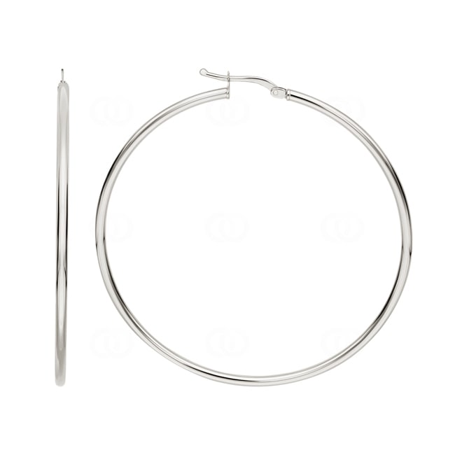 Hoop Earrings 750/18 K White Gold 2mm Ø 50mm - 2535.10G