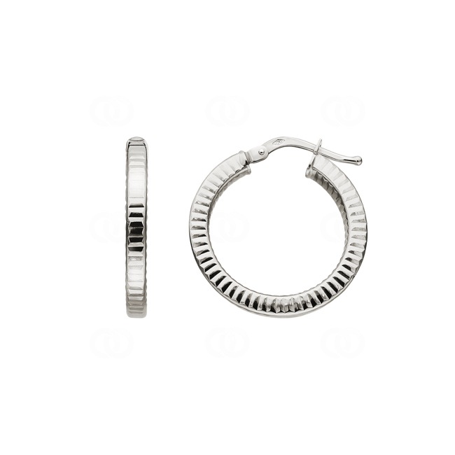 Hoop Earrings Semi Solid 750/18 K White Gold Ø 21mm - OR023GW