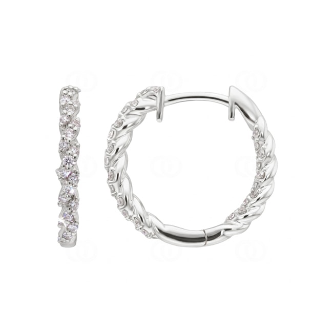 Twisted Hoop Earrings 750/18 K White Gold with Diamonds 0.31 ct - OR-73820-WG