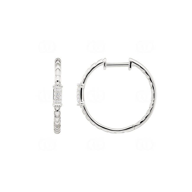 Créoles or gris 750/18 ct avec diamants 0.06 ct H/si - OR-49785-WG