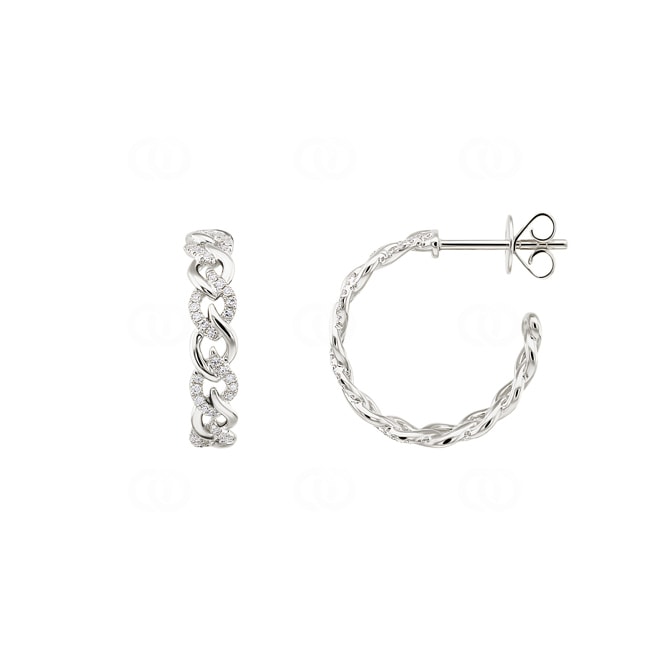 Kreolen 750/18 K Weissgold mit Diamanten 0.18 ct H/si Kreolen 750/18 K Weissgold mit Diamanten 0.18 ct H/si - OR-51432-WG