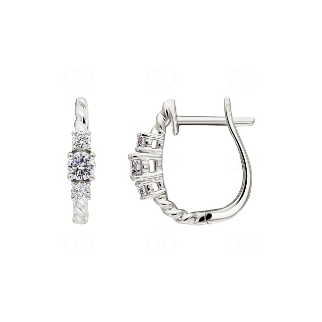 Kreolen 750/18 K Weissgold mit Diamanten 0.34 ct H/si - OR-73365-WG