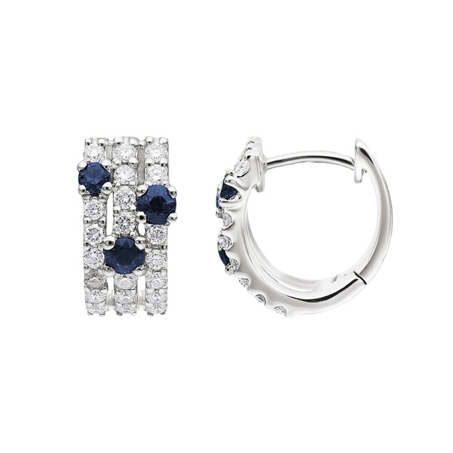 Kreolen 750/18 K Weissgold mit Diamanten 0.49 ct H/si & Safiren 0.45 ct - 1264.04684/0001