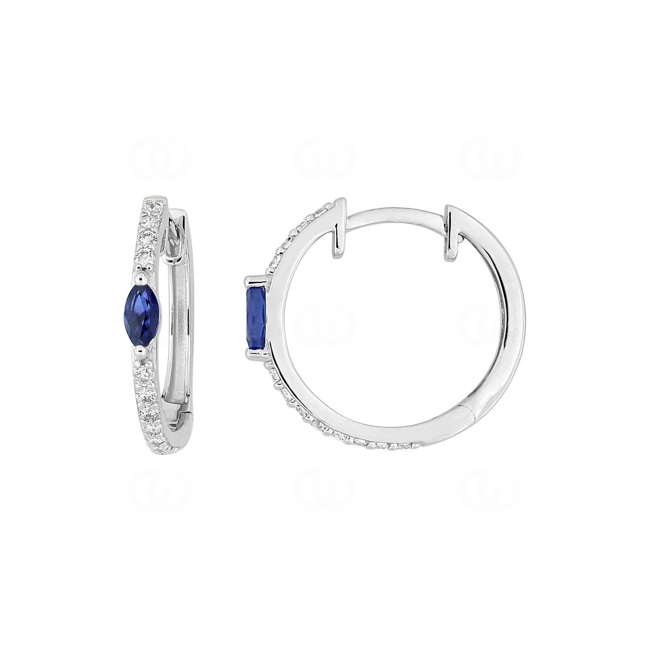 Créoles or gris 750/18 ct avec saphirs & diamants 0.20 ct H/p1 - 2.7359.S1