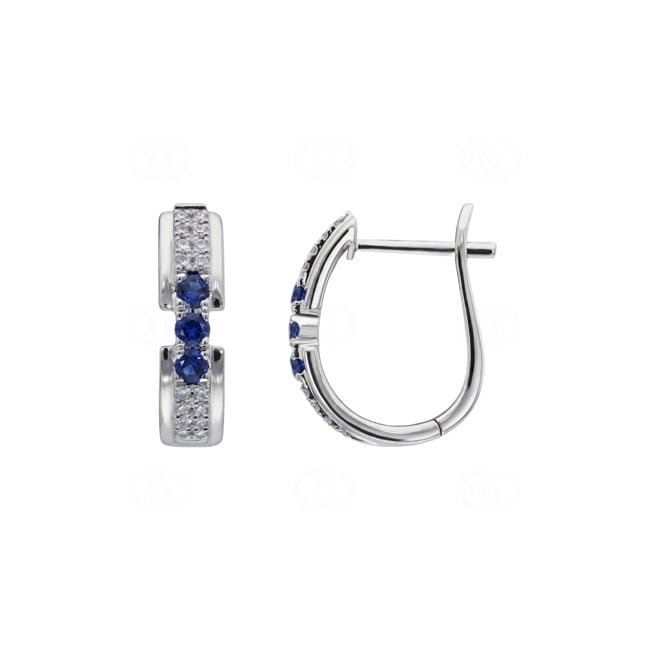 Kreolen 750/18 K Weissgold mit Saphiren & Diamanten 0.13 ct - OR-73756-SAF-WG