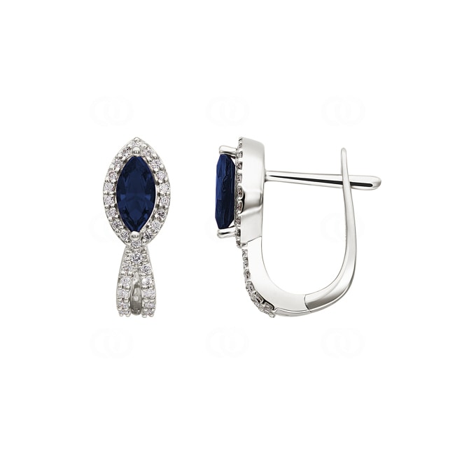 Kreolen 750/18 K Weissgold mit Saphiren und Diamanten 0.24 ct H/si - OR-53962-SAF-WG