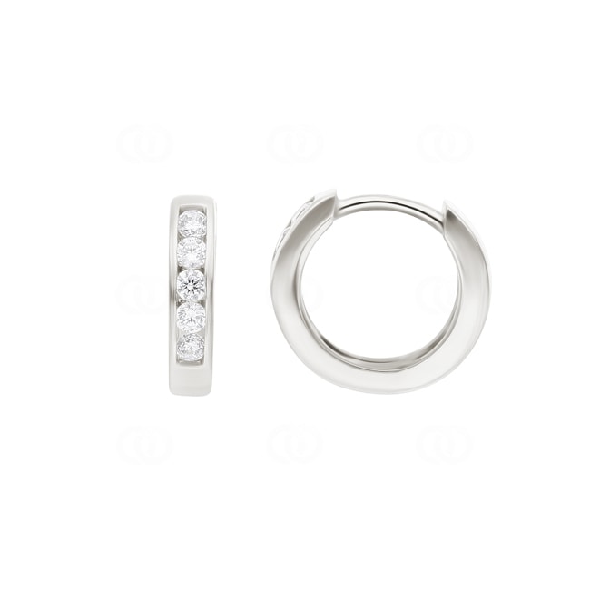 Créoles or gris 750/18 ct Ø 12mm avec zircones - 1264.03418/1200