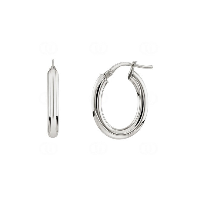 Hoop Earrings 750/18 K White Gold oval 16 x 22mm - 5518.2G