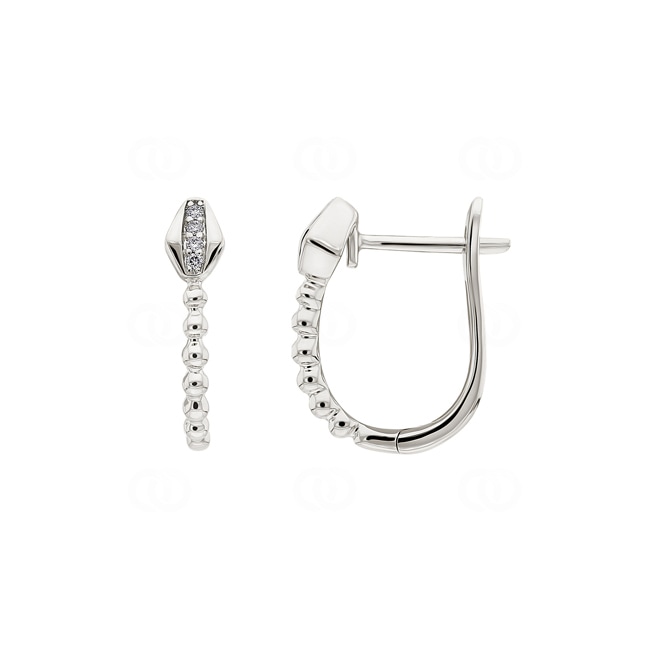 Hoop Earrings 750/18 K White Gold Snakes with Diamonds 0.03 ct H/si - OR-73463-WG