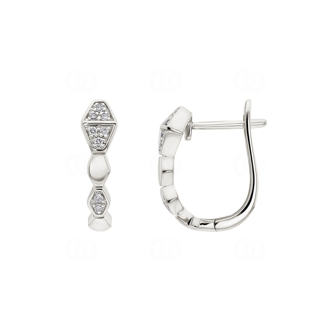 Kreolen 750/18 K Weissgold Schlangen mit Diamanten 0.05 ct H/si - OR-73457-WG