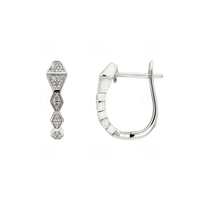 Kreolen 750/18 K Weissgold Schlangen mit Diamanten 0.08 ct H/si - OR-73461-WG