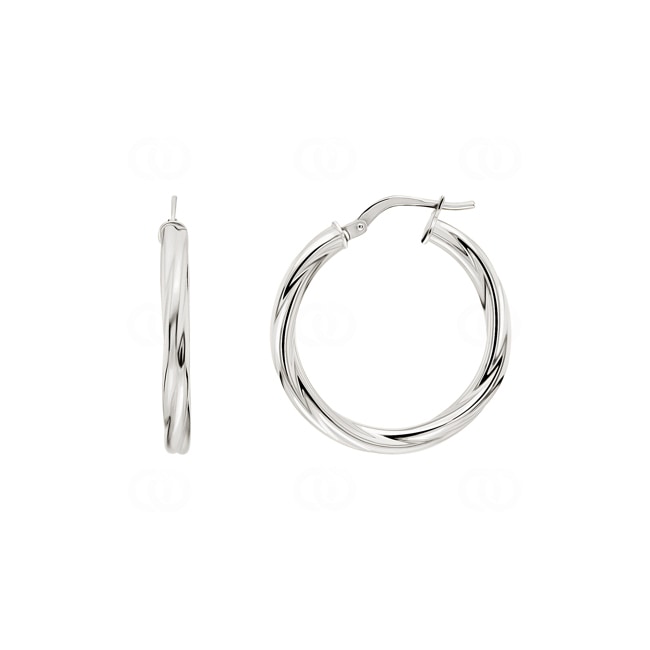 Créoles or gris 750/18 ct torsadé 3mm Ø 20mm - 2519G