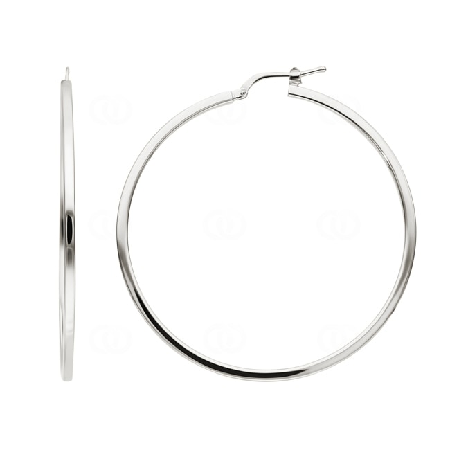 Hoop Earrings 925 Silver rhodium-plated 2 x 2mm Ø 45mm - 305324