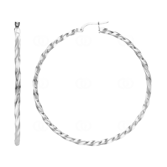 Hoop Earrings 925 Silver rhodium-plated 2.5mm Ø 59mm - OR925003