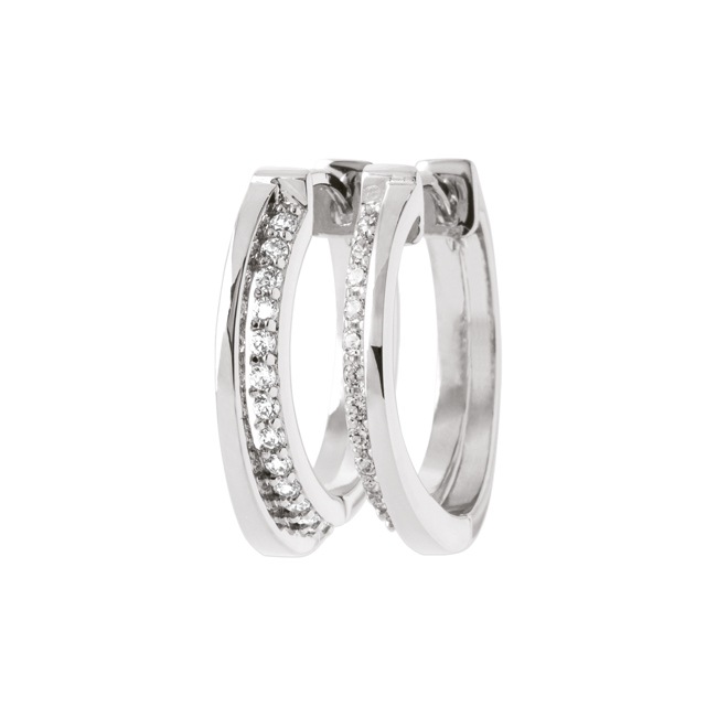 Hoop Earrings 925 Silver rhodium-plated with Cubic Zirconia Ø 20mm - CR-1635410-925
