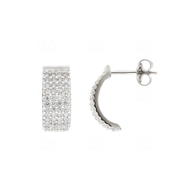 Kreolen 925 Silber rhodiniert mit Zirkonia pavé - 335013