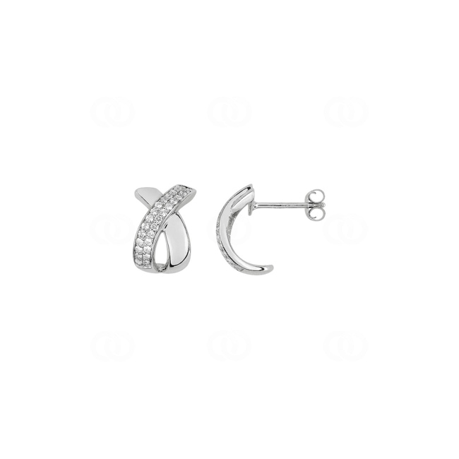 Hoop Earrings 925 Silver rhodium-plated with Cubic Zirconia - ASWO30Z