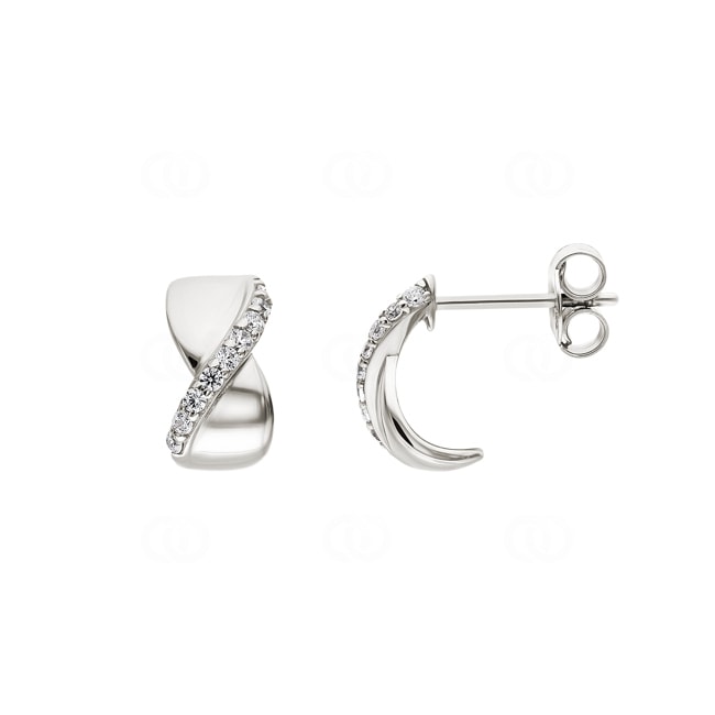 Hoop Earrings 925 Silver rhodium-plated with round Cubic Zirconia - ASWU98Z