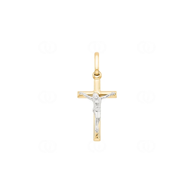 Pendentif croix or jaune 375/9 ct semi-massif avec jésus Pendentif croix or jaune 375/9 ct semi-massif avec jésus - 9K2782G