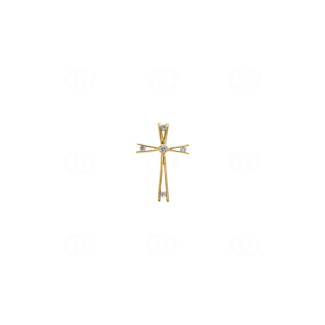 Pendentif croix or jaune 750/18 ct avec diamants 0.069 ct H/si - AN-15011-GG