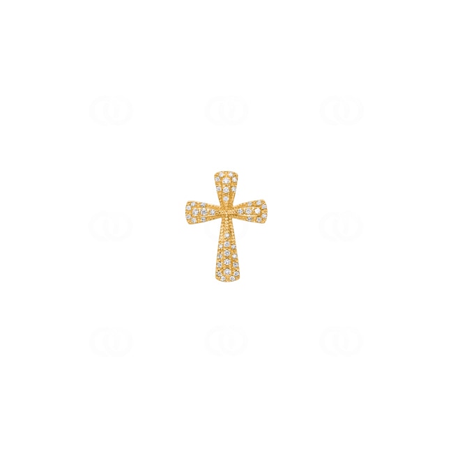 Kreuzanhänger 750/18 K Gelbgold mit Diamanten 0.15 ct H/si - AN-47189-GG