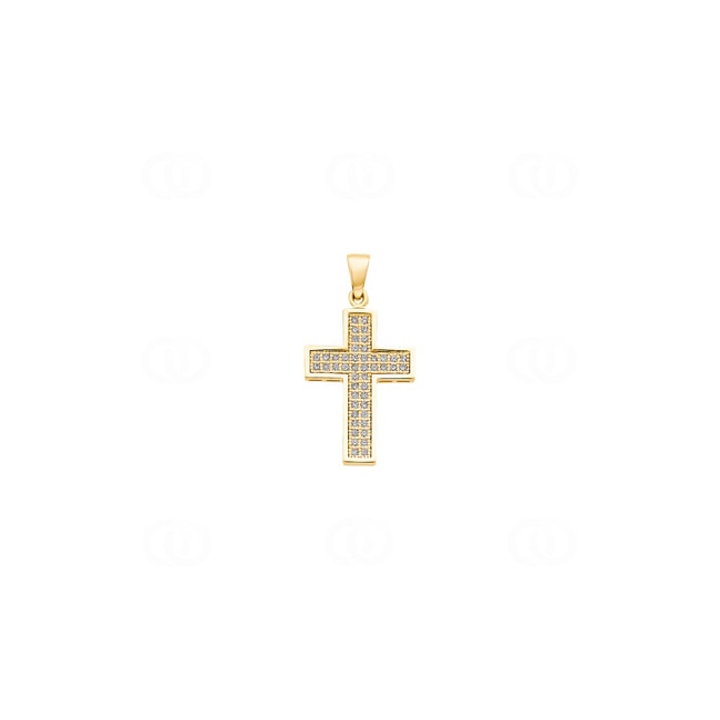 Kreuzanhänger 750/18 K Gelbgold mit Diamanten 0.18 ct H/si Kreuzanhänger 750/18 K Gelbgold mit Diamanten 0.18 ct H/si - A06GG
