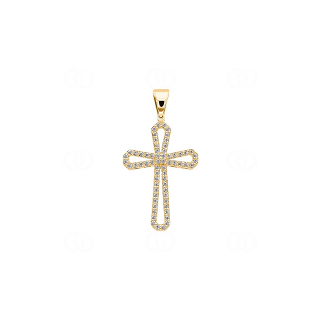 Cross Pendant 750/18 K Yellow Gold with Diamonds 0.28 ct H/si - A05GG