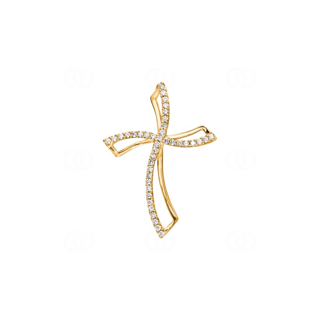 Cross Pendant 750/18 K Yellow Gold with Diamonds 0.31 ct H/si - AN-35164-GG