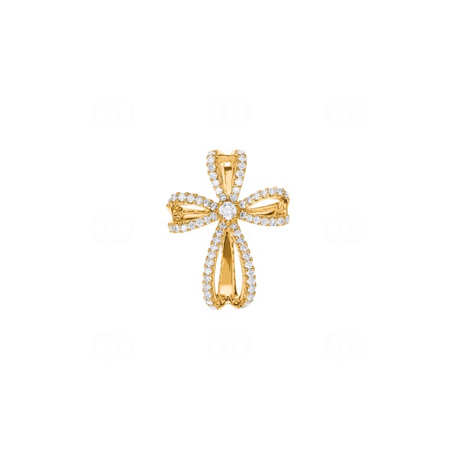 Kreuzanhänger 750/18 K Gelbgold mit Diamanten 0.41 ct H/si - AN-44547-GG