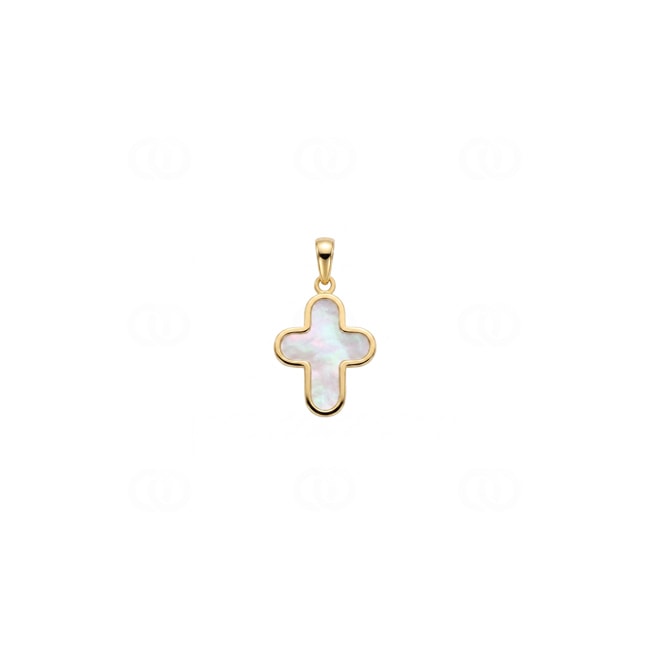 Kreuzanhänger 750/18 K Gelbgold mit Perlmutt - 666511NC