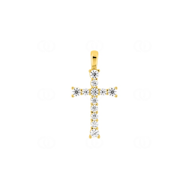 Cross Pendant 750/18 K Yellow Gold with Cubic Zirconia - 3.7515.Z0