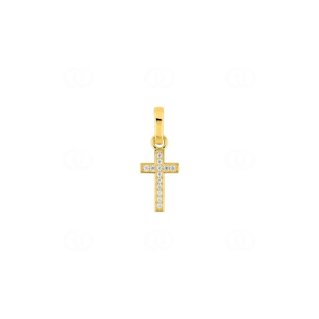 Cross Pendant 750/18 K Yellow Gold with Cubic Zirconia - 3.7516.Z0