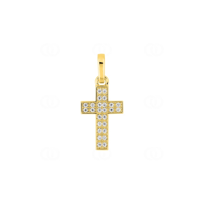 Cross Pendant 750/18 K Yellow Gold with Cubic Zirconia - 3.7517.Z0